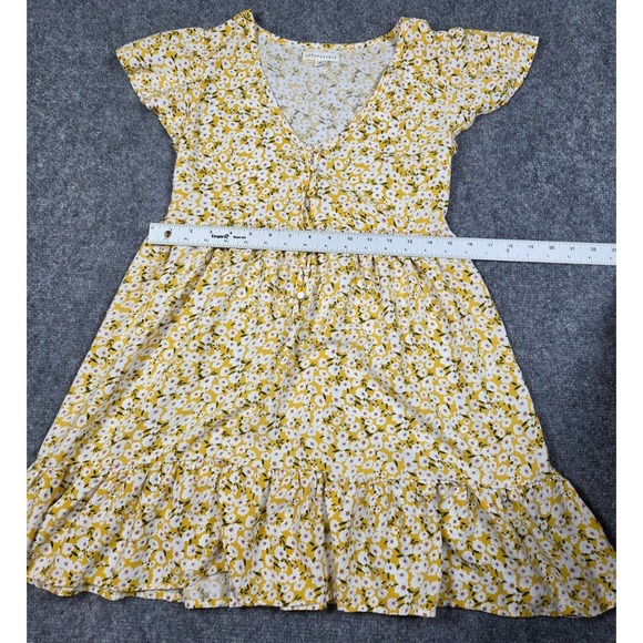 Aeropostale Dress Women Yellow Floral Button Baby Doll Short Sleeve Size S - Picture 4 of 10